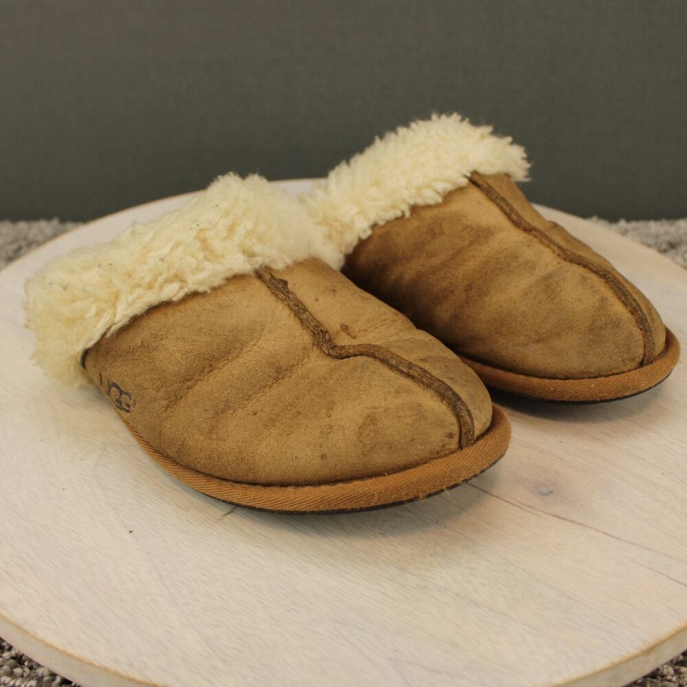 UGG Scuffette II Slippers Womens 6 Chestnut Suede Sheepskin - Picture 2 of 8